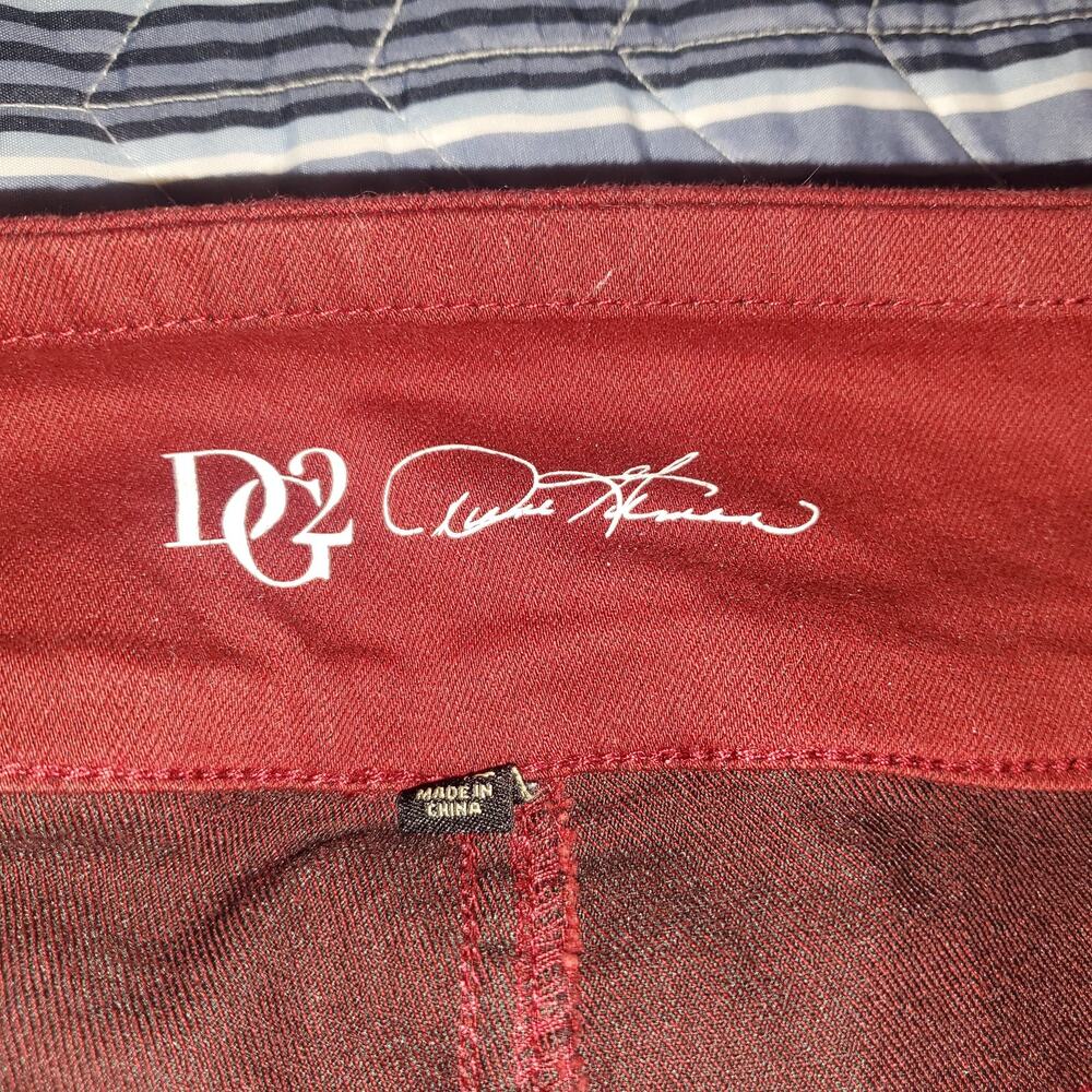DG2 Diane Gilman Red Embroidered Floral PXL (37x27) Boho Boot Pull On Jeans - Picture 6 of 11